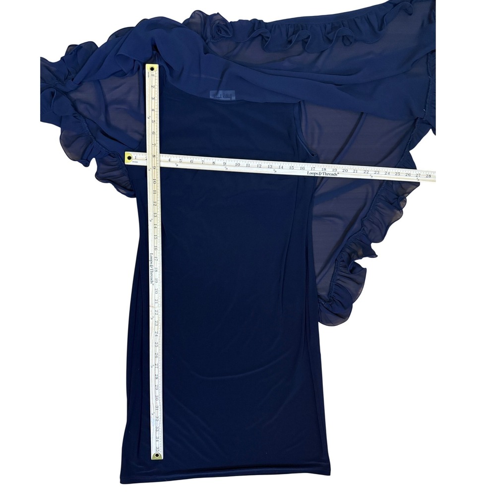 Joseph Ribkoff Cocktail Dress Womens 14 Navy Blue Asymmetrical Ruffle 171246 - Picture 10 of 10